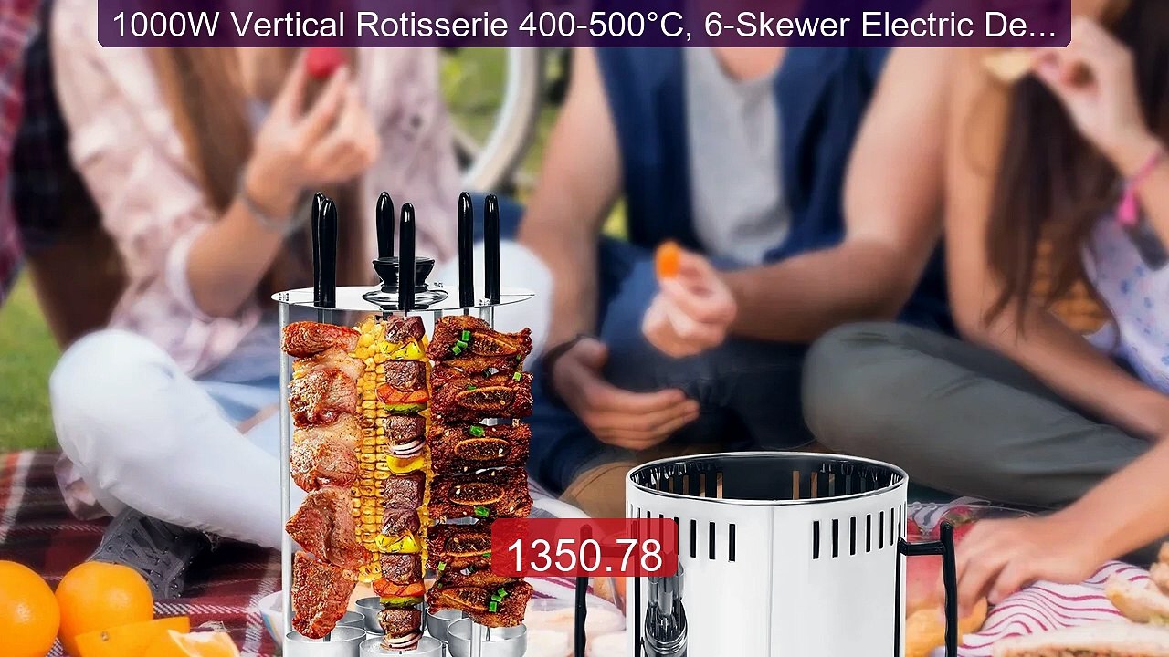 1000W Vertical Rotisserie 400-500°C, 6-Skewer Electric Desktop Grill -- Top Rated 2026 | Buy Now!
