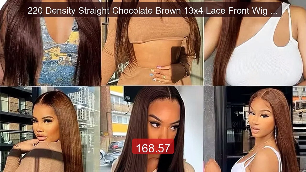 220 Density Straight Chocolate Brown 13x4 Lace Front Wig Human... -- Best Buy 2026 | Great Quality!
