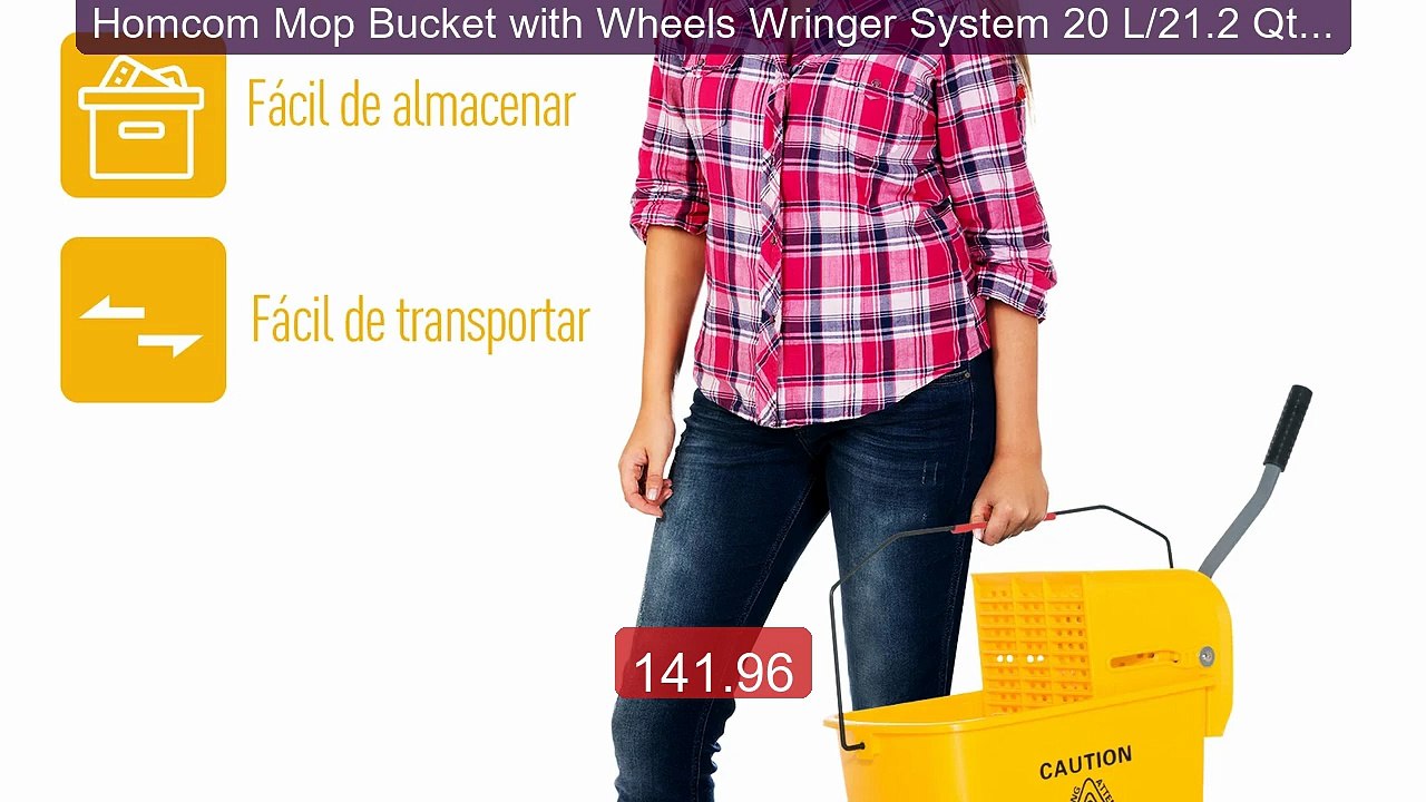 Homcom Mop Bucket with Wheels Wringer System 20 L/21.2 Qt Capacity... -- Best Deal 2026 | Shop Now!