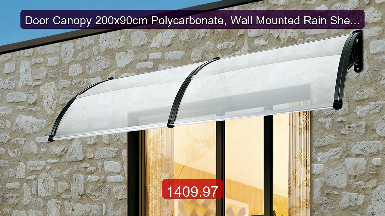 Door Canopy 200x90cm Polycarbonate, Wall Mounted Rain Shelt... -- Top Pick 2026 | Unbeatable Price!