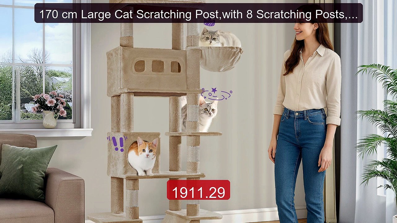 170 cm Large Cat Scratching Post,with 8 Scratching Posts, 2 Ca... -- Best Buy 2026 | Great Quality!