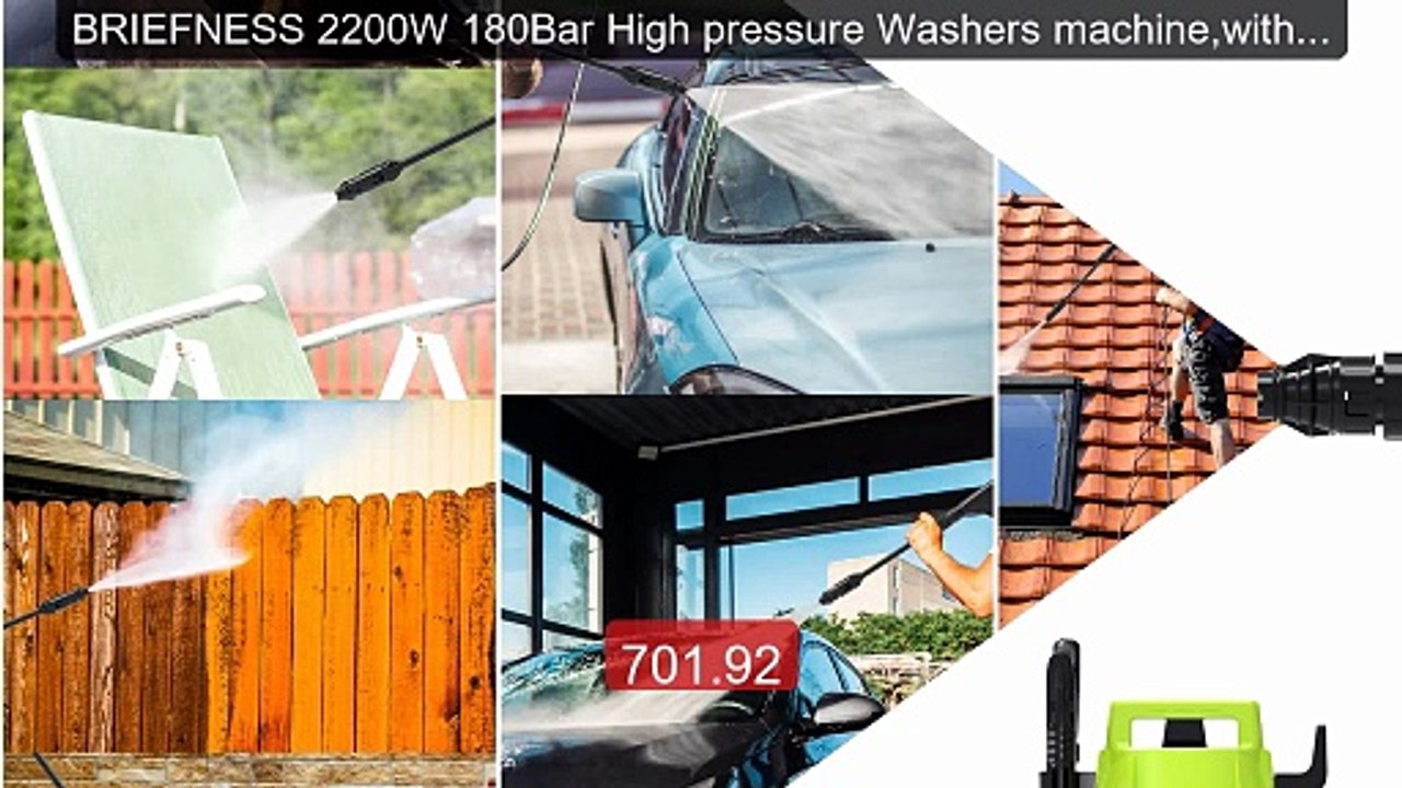 BRIEFNESS 2200W 180Bar High pressure Washers machine,with 3 In... -- Best Buy 2026 | Great Quality!