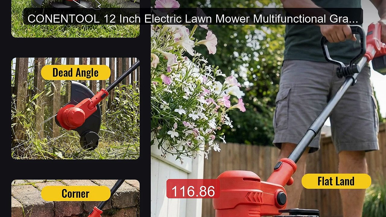 CONENTOOL 12 Inch Electric Lawn Mower Multifunctional Grass... -- Top Pick 2026 | Unbeatable Price!