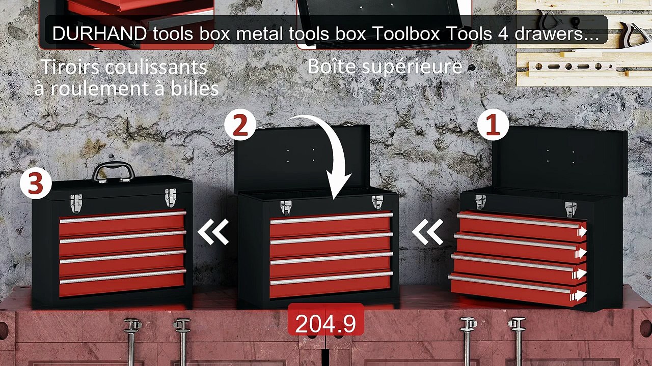 DURHAND tools box metal tools box Toolbox Tools 4 drawers + t... -- Amazing Value 2026 | Must Have!