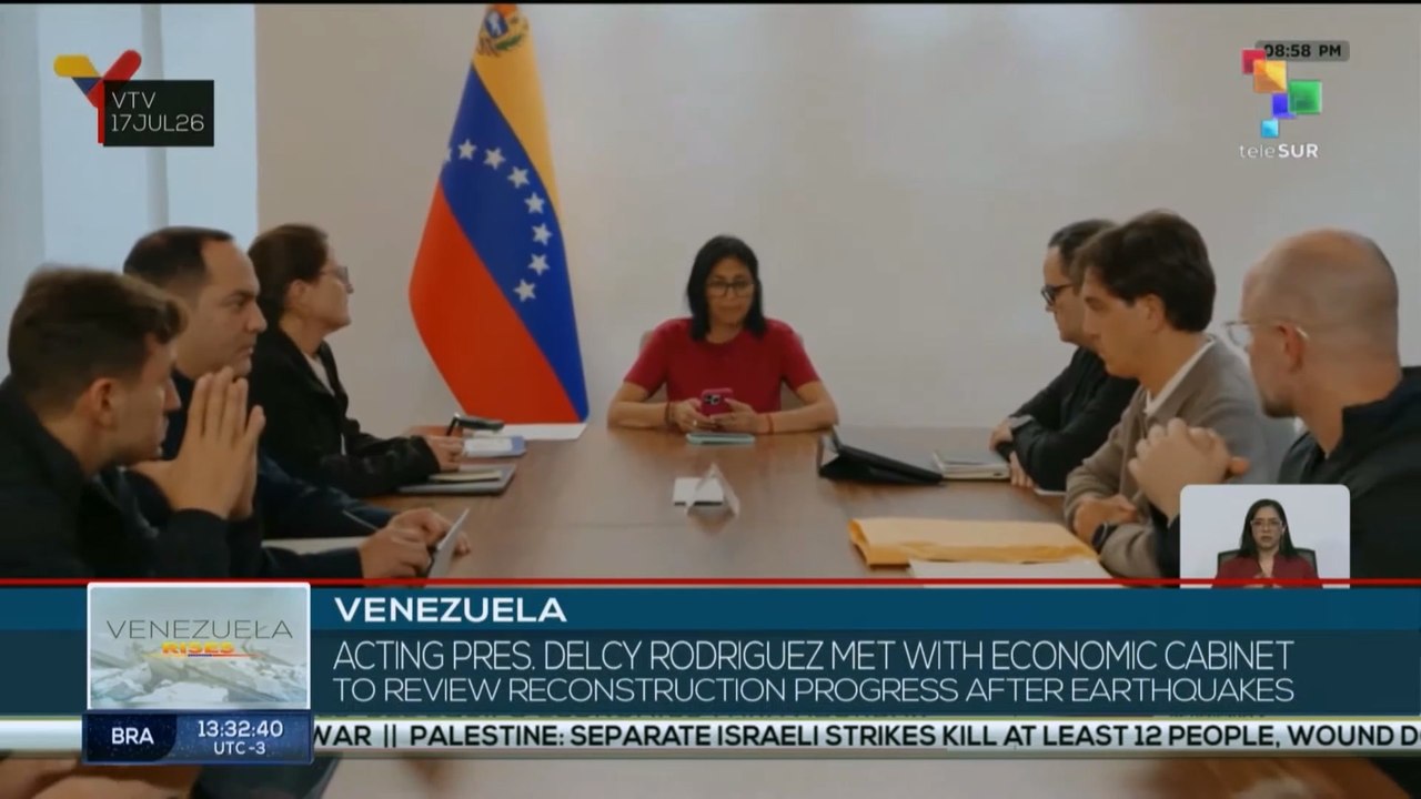 Acting pres. Delcy Rodriguez met with economic cabinet to review reconstructions process after earthquakes