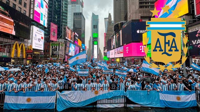 Afición de Argentina toma Time Square previo a la final del Mundial ante España