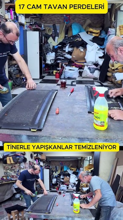 17 Cam Tavan Perdelerinin Temizliği Eski Kumaşları Söküldü Yapışkanlar Çıkartıldı Bülent Usta Tel 🢃
