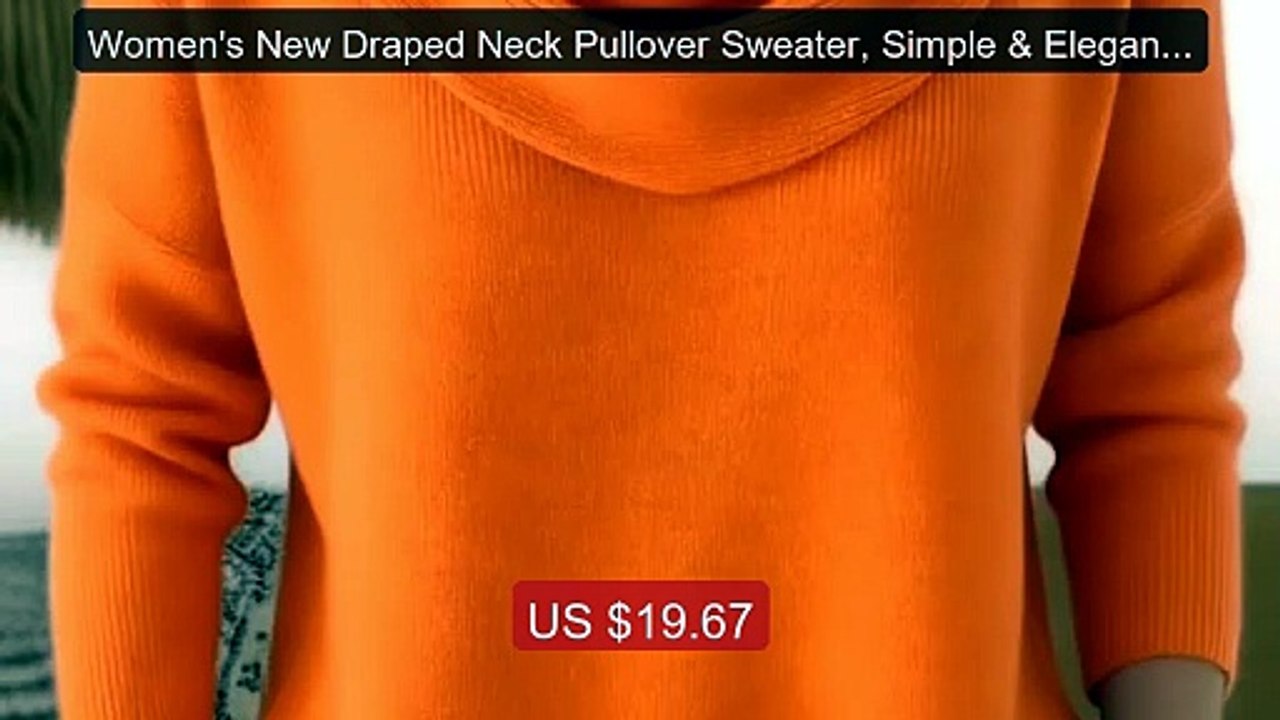 Women's New Draped Neck Pullover Sweater, Simple & Elegant Round N... -- Best Deal 2026 | Shop Now!