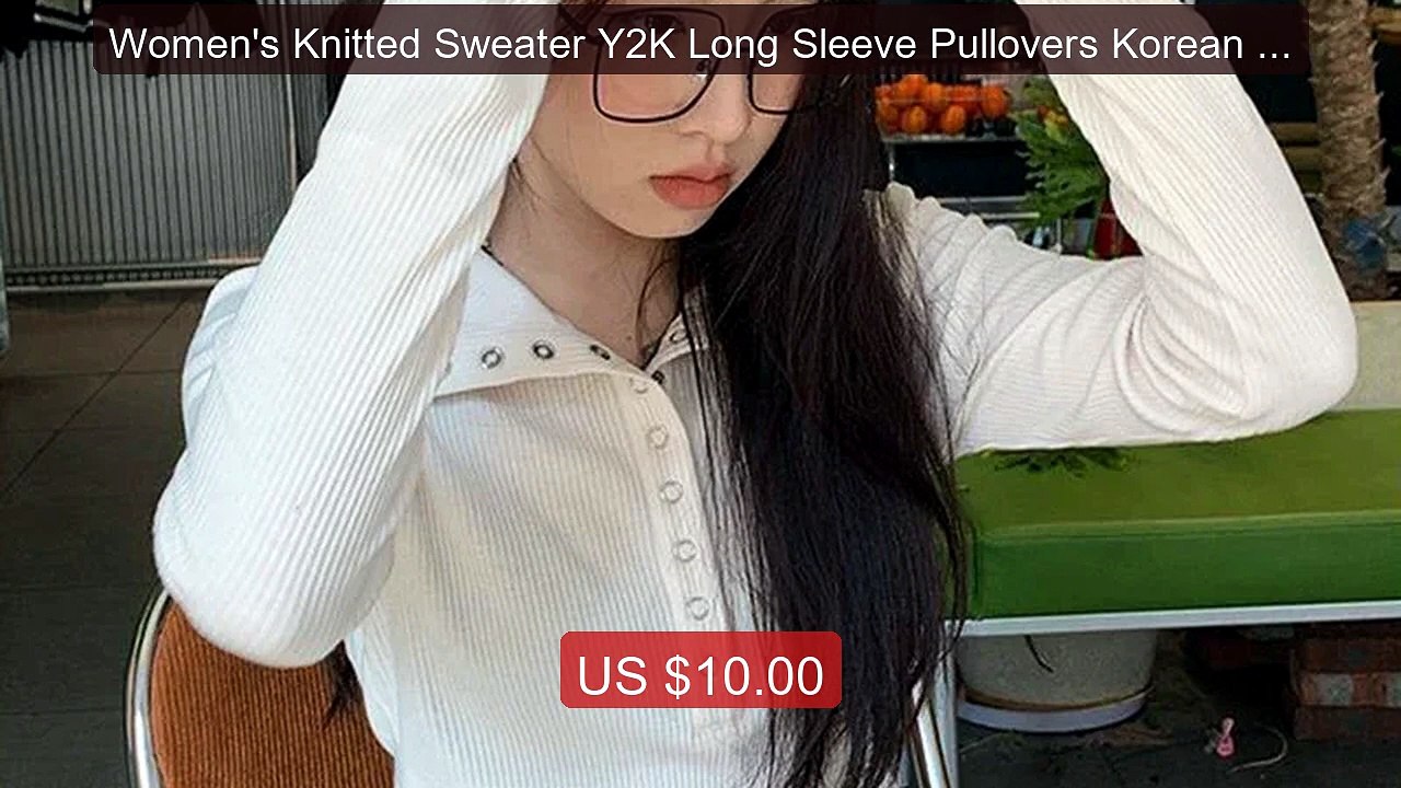 Women's Knitted Sweater Y2K Long Sleeve Pullovers Korean Streetwea... -- Best Deal 2026 | Shop Now!