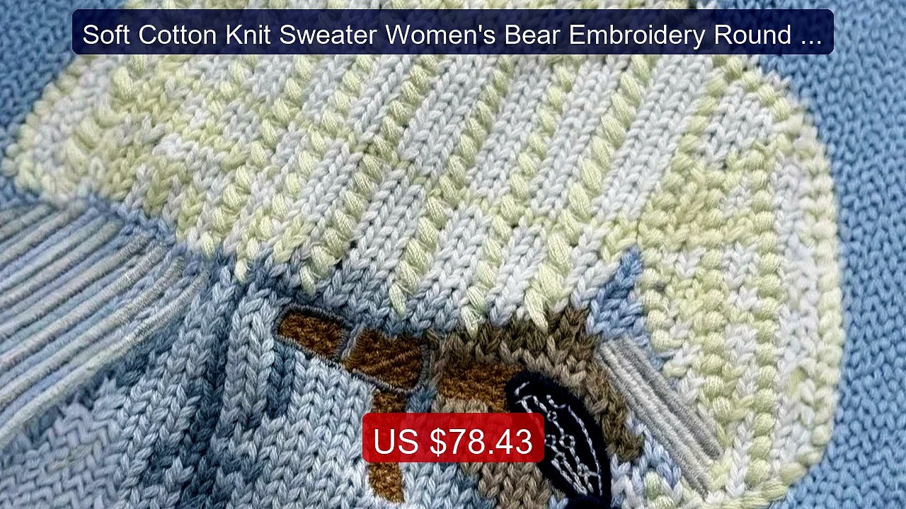 ​​Soft Cotton Knit Sweater Women's Bear Embroidery Round Neck ... -- Hot Deal 2026 | Limited Offer!