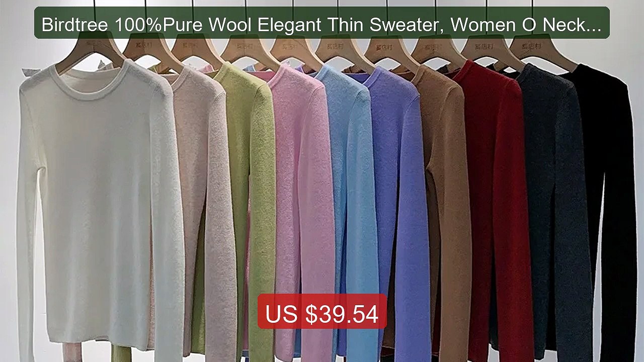 Birdtree 100%Pure Wool Elegant Thin Sweater, Women O Neck Long Sle... -- Best Deal 2026 | Shop Now!