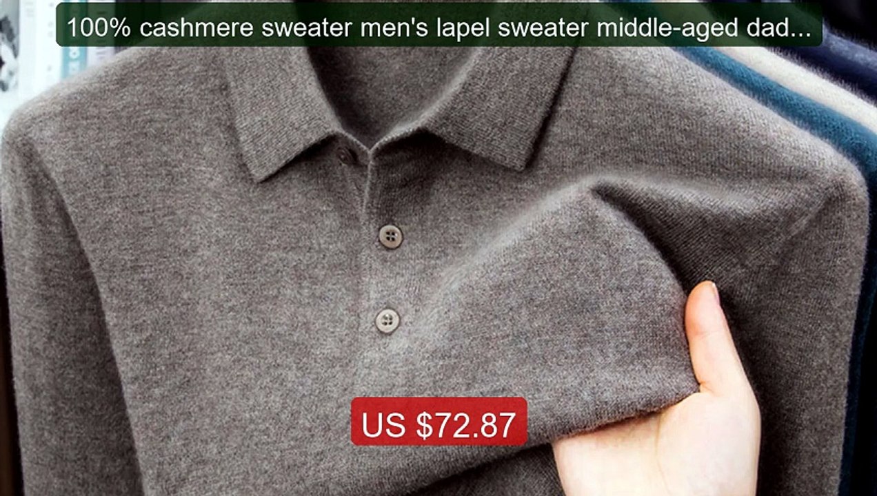 100% cashmere sweater men's lapel sweater middle-aged daddy... -- Top Pick 2026 | Unbeatable Price!