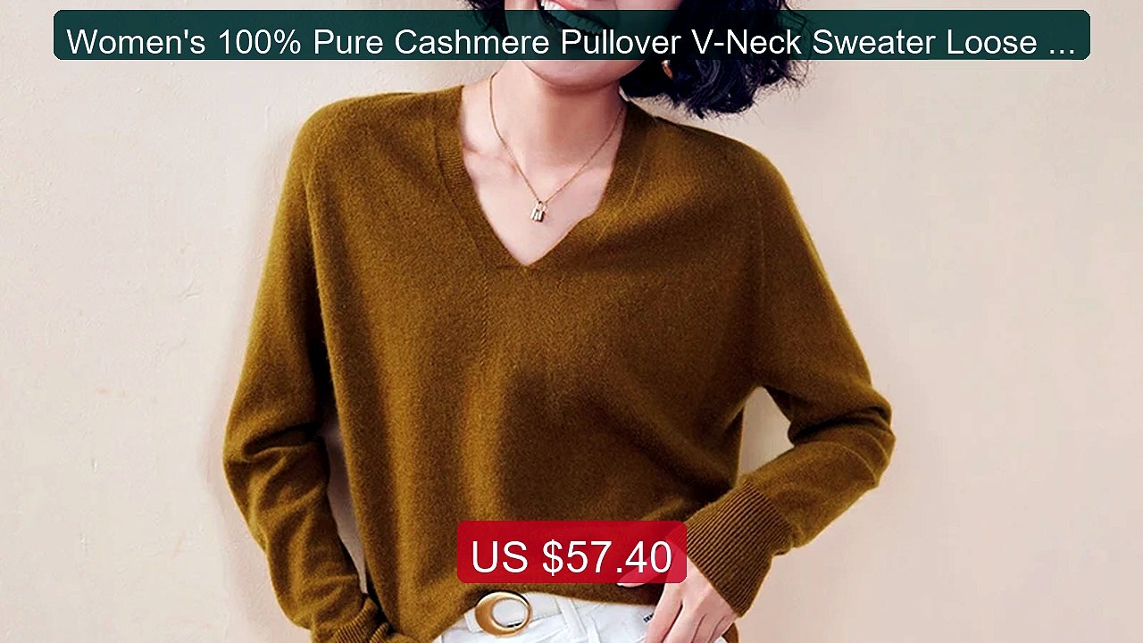 Women's 100% Pure Cashmere Pullover V-Neck Sweater Loose Ca... -- Top Pick 2026 | Unbeatable Price!