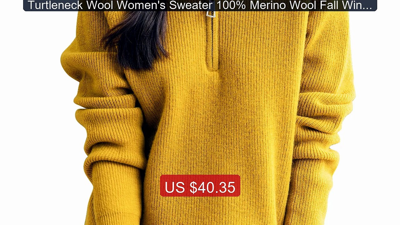 Turtleneck Wool Women's Sweater 100% Merino Wool Fall Winter Z... -- Hot Deal 2026 | Limited Offer!