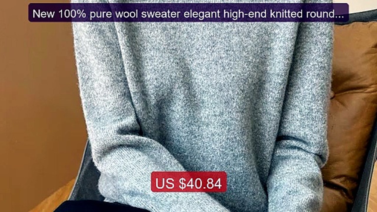 New 100% pure wool sweater elegant high-end knitted round neck swe... -- Best Deal 2026 | Shop Now!