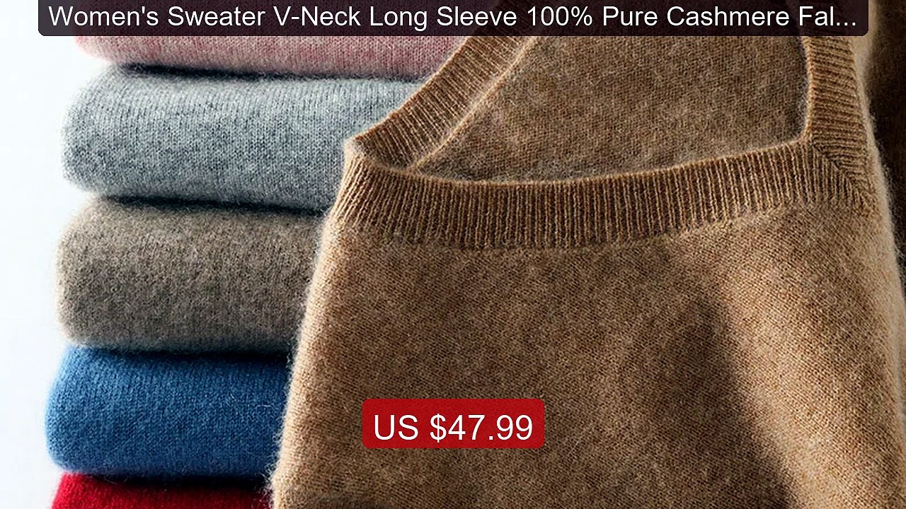 Women's Sweater V-Neck Long Sleeve 100% Pure Cashmere Fall Winter W... -- Top Rated 2026 | Buy Now!