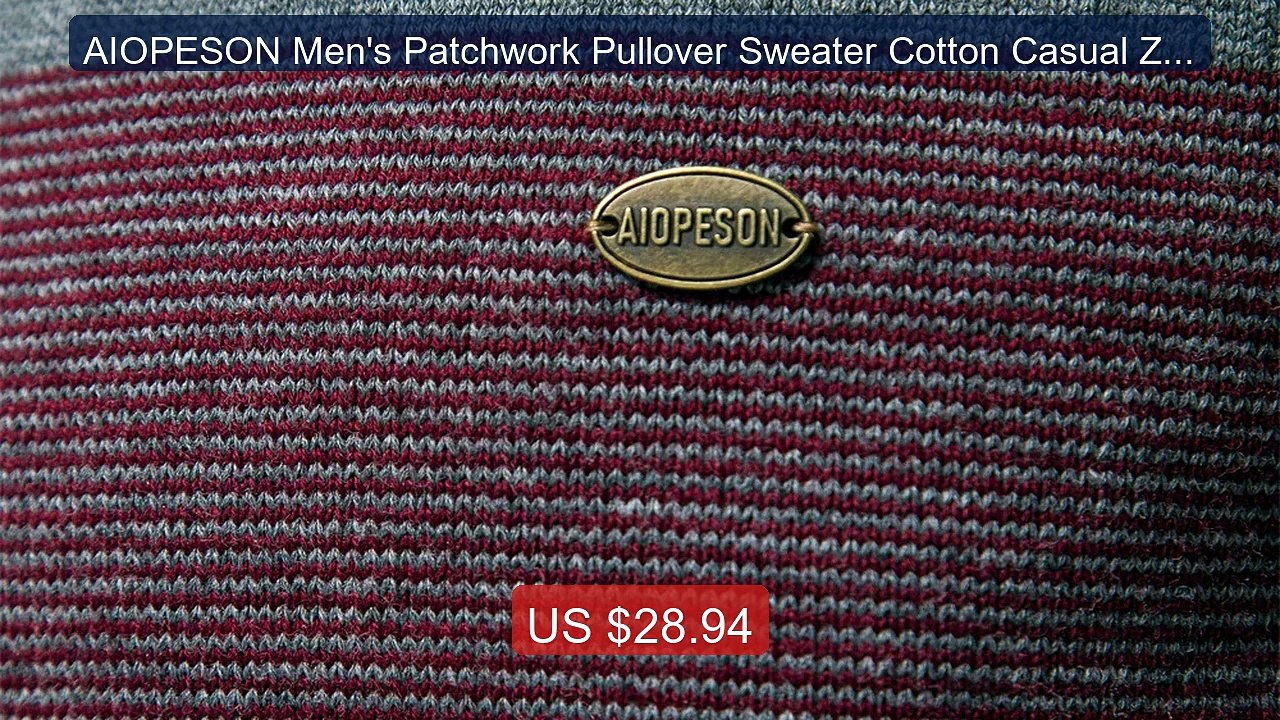 AIOPESON Men's Patchwork Pullover Sweater Cotton Casual Zipper... -- Best Buy 2026 | Great Quality!