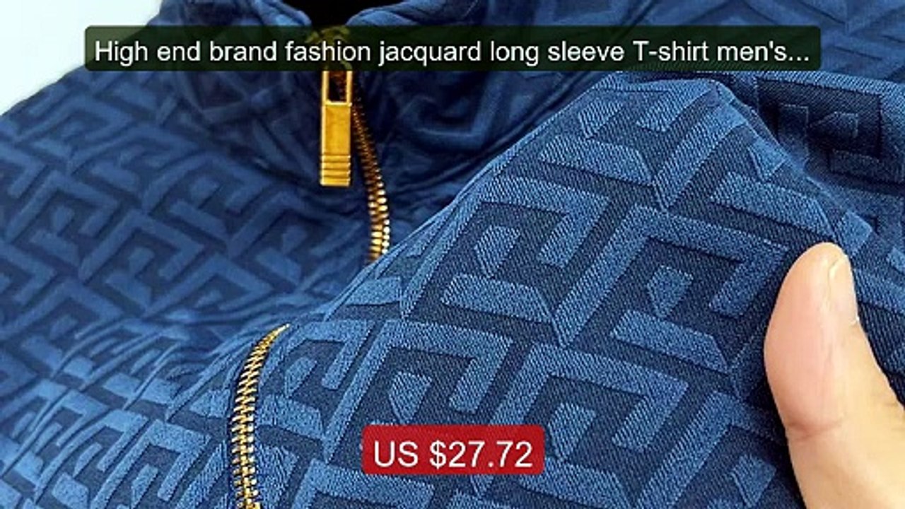 High end brand fashion jacquard long sleeve T-shirt men's casual s... -- Best Deal 2026 | Shop Now!