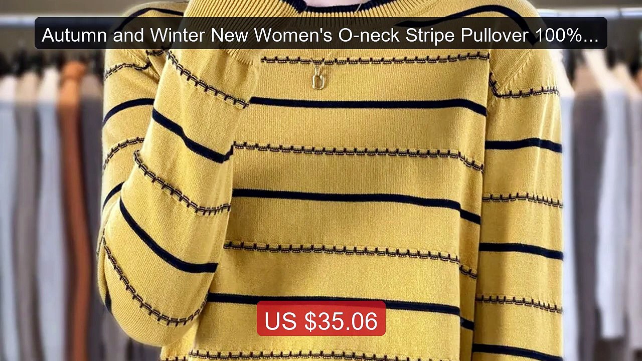 Autumn and Winter New Women's O-neck Stripe Pullover 100% Cotton Fa... -- Top Rated 2026 | Buy Now!