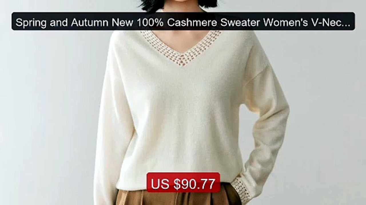 Spring and Autumn New 100% Cashmere Sweater Women's V-Neck Cro... -- Hot Deal 2026 | Limited Offer!