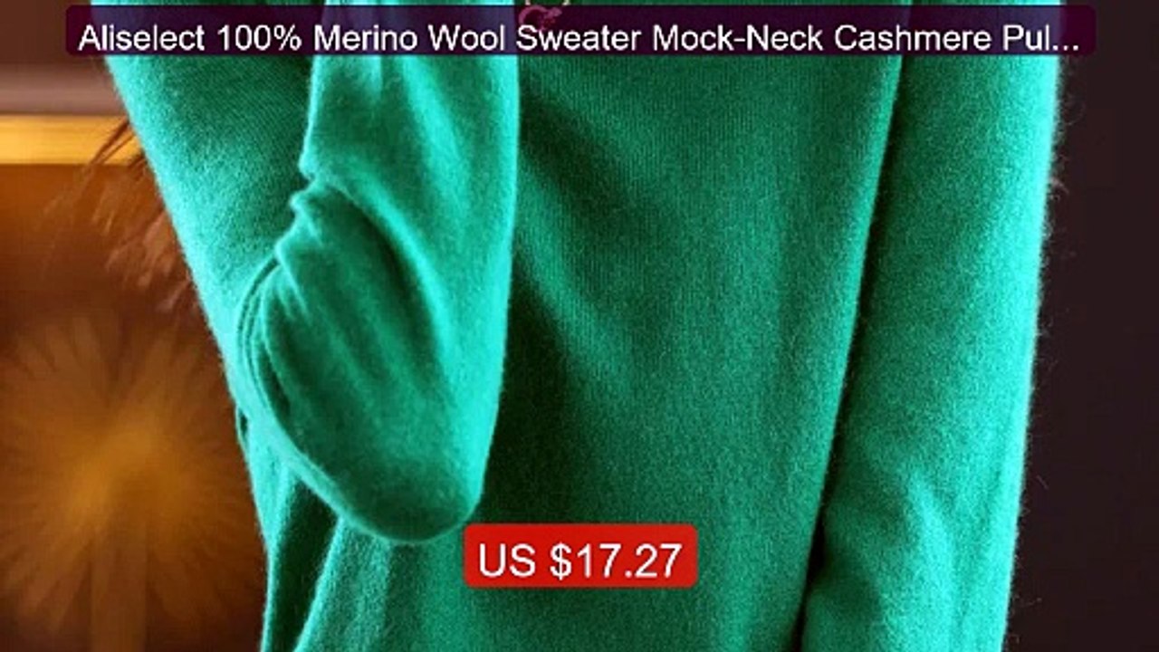 Aliselect 100% Merino Wool Sweater Mock-Neck Cashmere Pullove... -- Amazing Value 2026 | Must Have!