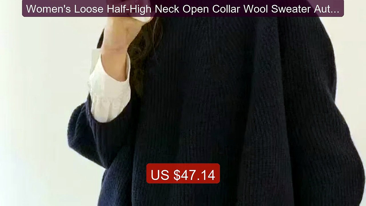 Women's Loose Half-High Neck Open Collar Wool Sweater Autumn/W... -- Hot Deal 2026 | Limited Offer!