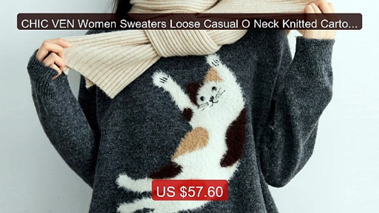 CHIC VEN Women Sweaters Loose Casual O Neck Knitted Cartoon Cat War... -- Top Rated 2026 | Buy Now!