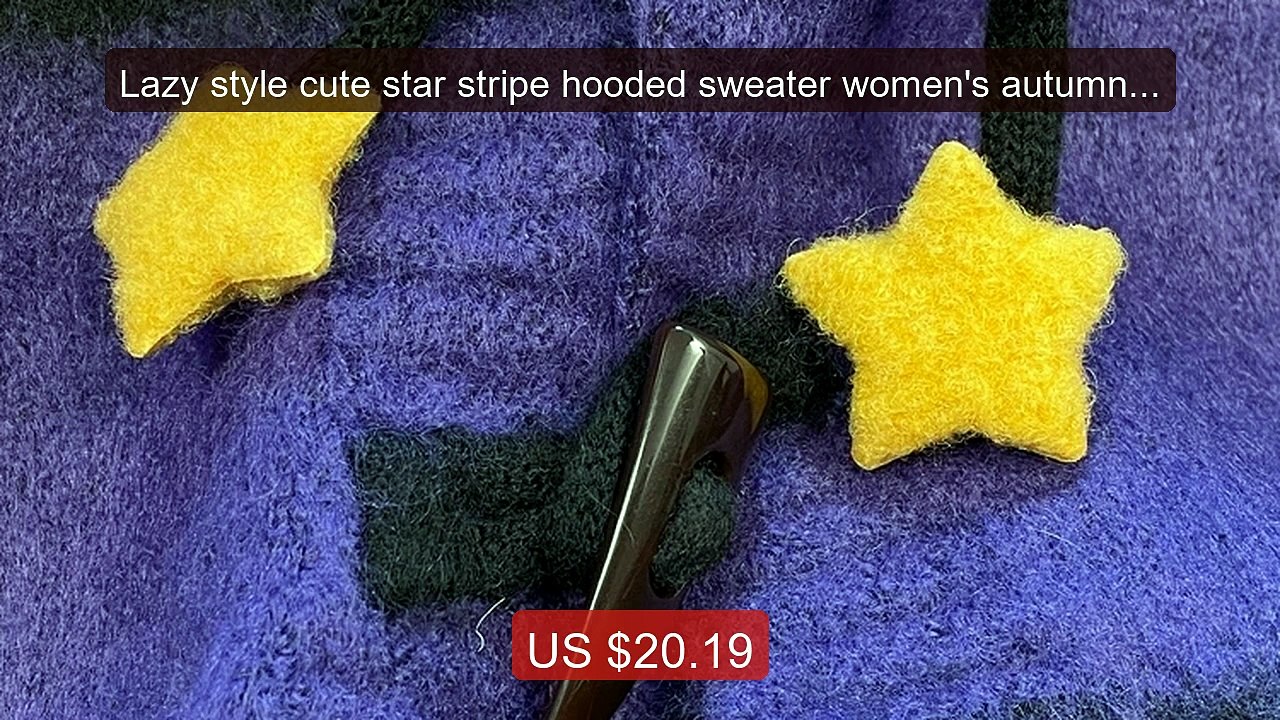 Lazy style cute star stripe hooded sweater women's autumn and wint... -- Best Deal 2026 | Shop Now!