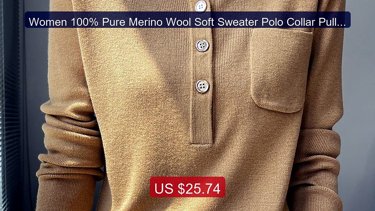 Women 100% Pure Merino Wool Soft Sweater Polo Collar Pullov... -- Top Pick 2026 | Unbeatable Price!