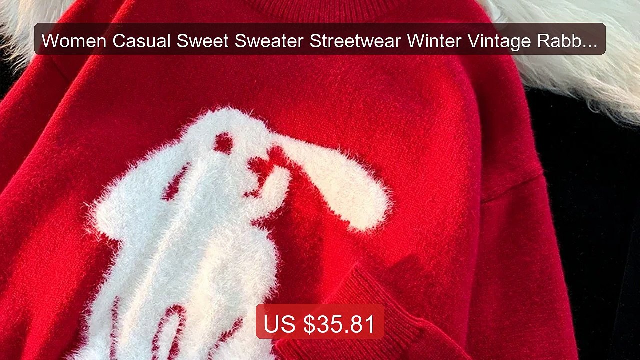 Women Casual Sweet Sweater Streetwear Winter Vintage Rabbit Fl... -- Best Buy 2026 | Great Quality!