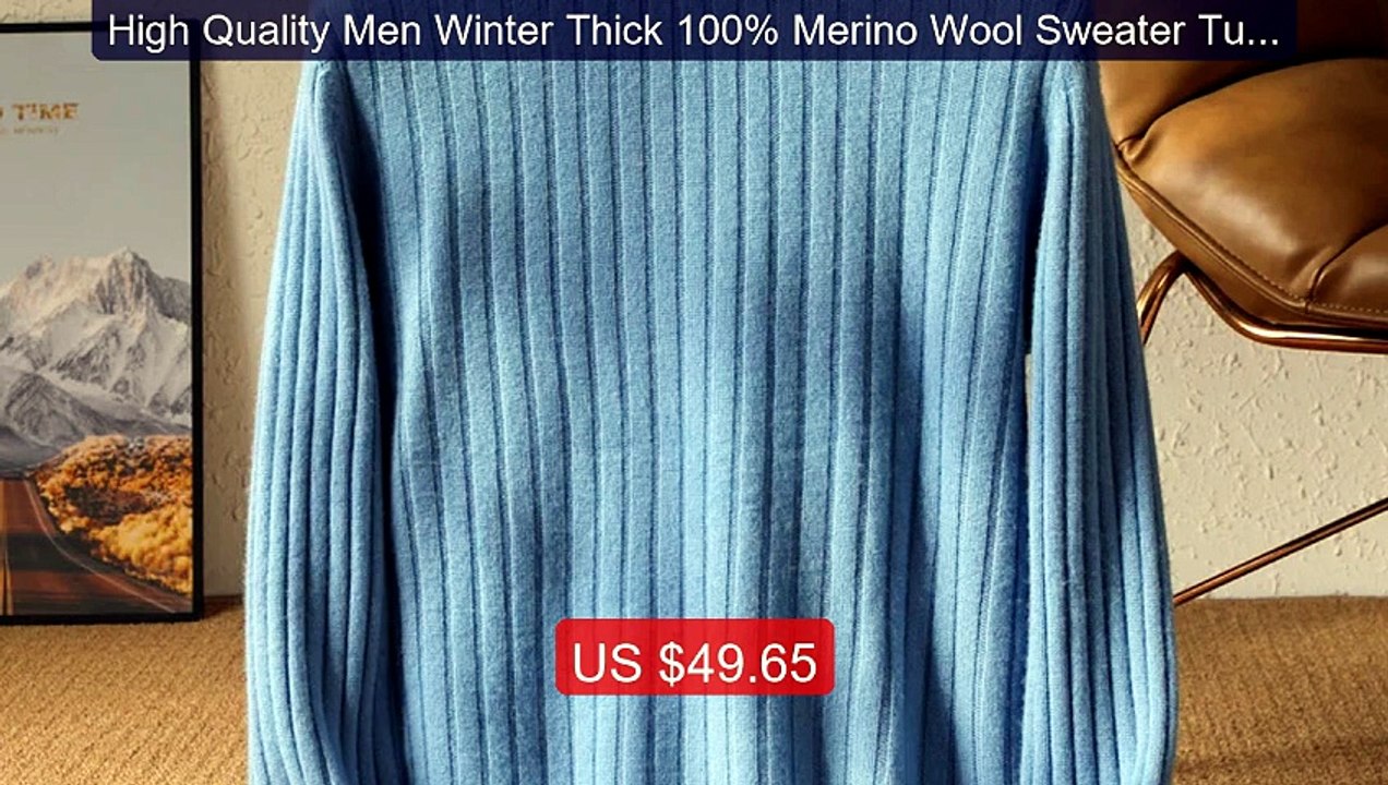High Quality Men Winter Thick 100% Merino Wool Sweater Turt... -- Top Pick 2026 | Unbeatable Price!