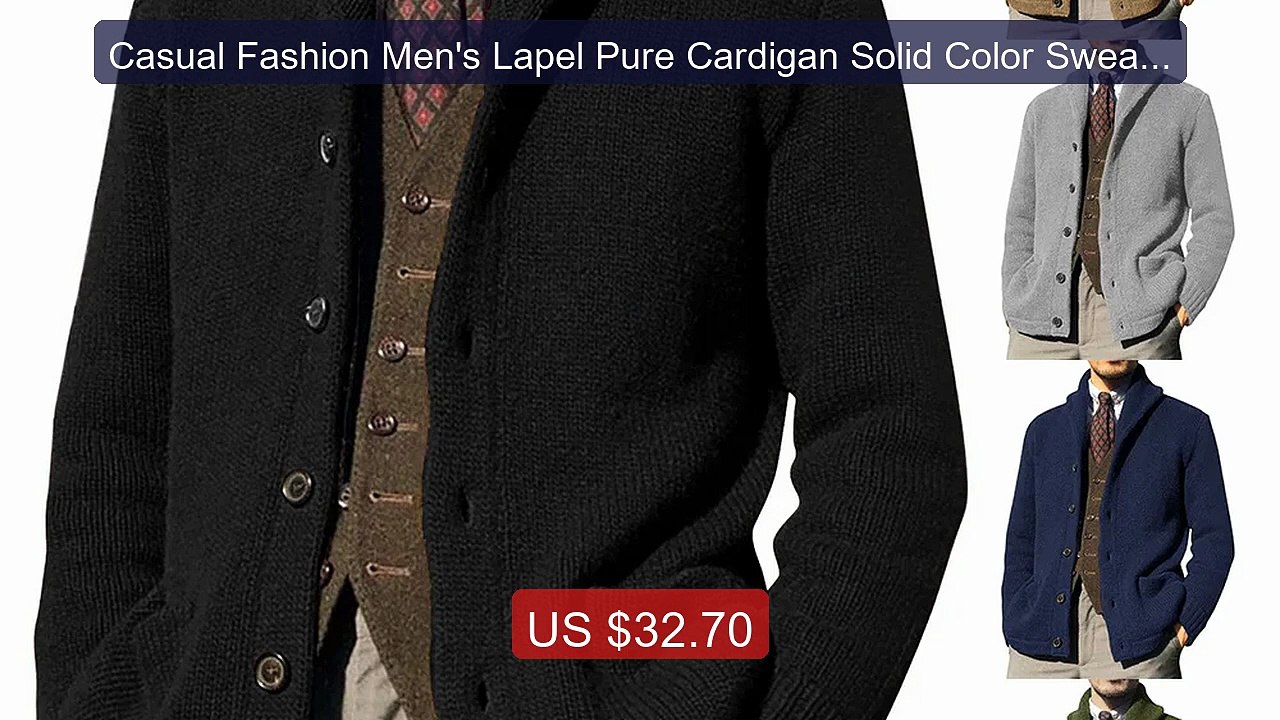 Casual Fashion Men's Lapel Pure Cardigan Solid Color Sweate... -- Top Pick 2026 | Unbeatable Price!