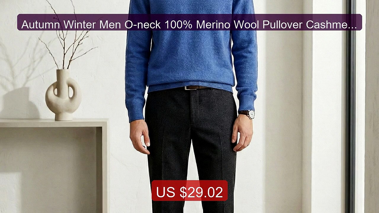 Autumn Winter Men O-neck 100% Merino Wool Pullover Cashmere Sw... -- Hot Deal 2026 | Limited Offer!