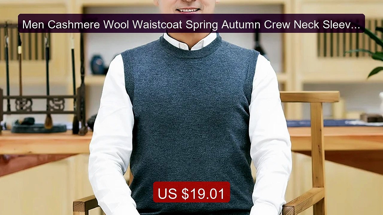 Men Cashmere Wool Waistcoat Spring Autumn Crew Neck Sleeveless Swe... -- Best Deal 2026 | Shop Now!
