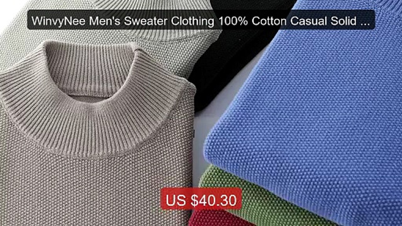 WinvyNee Men's Sweater Clothing 100% Cotton Casual Solid Half ... -- Hot Deal 2026 | Limited Offer!
