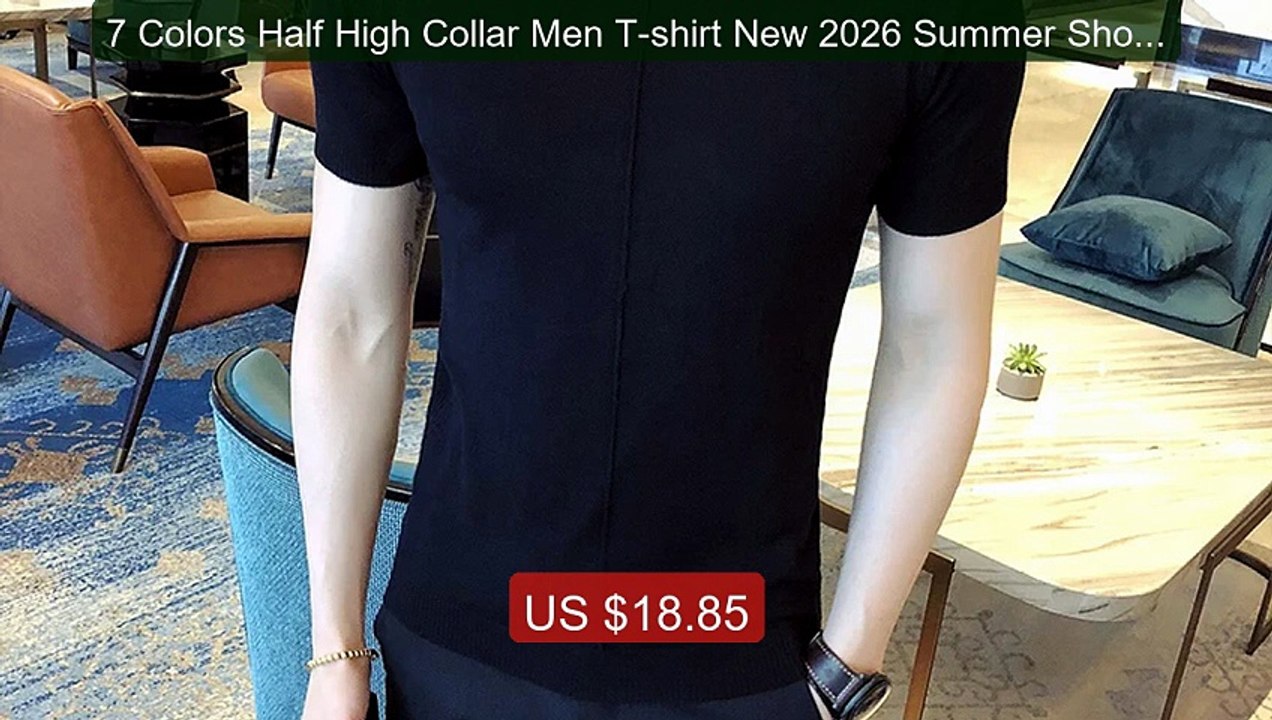 7 Colors Half High Collar Men T-shirt New 2026 Summer Short Sleeve... -- Best Deal 2026 | Shop Now!