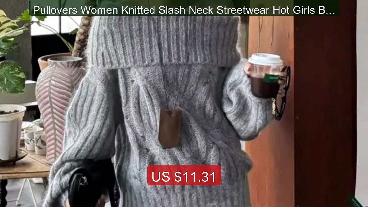 Pullovers Women Knitted Slash Neck Streetwear Hot Girls Baggy ... -- Best Buy 2026 | Great Quality!