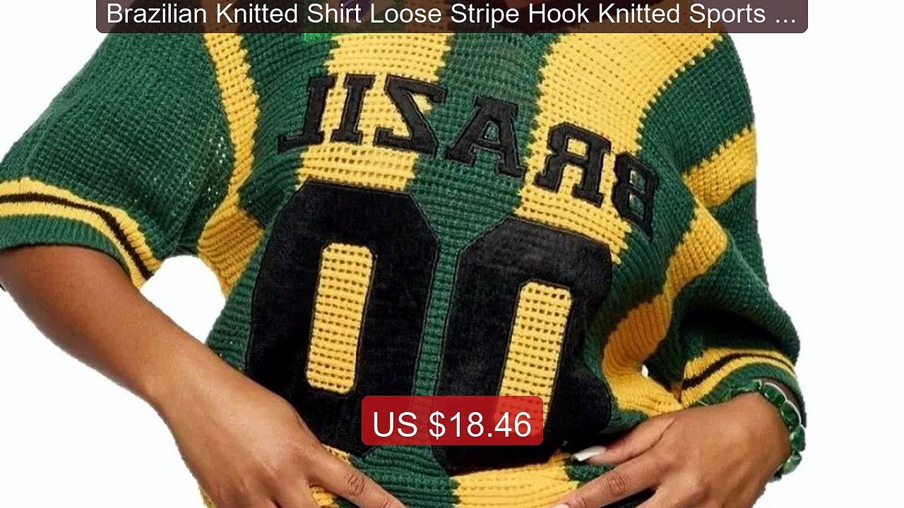 Brazilian Knitted Shirt Loose Stripe Hook Knitted Sports Style Sho... -- Best Deal 2026 | Shop Now!