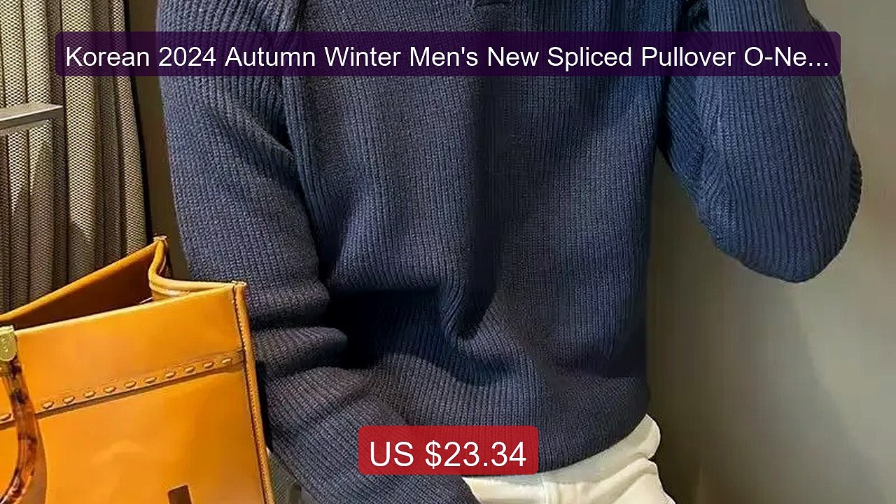 Korean 2024 Autumn Winter Men's New Spliced Pullover O-Neck... -- Top Pick 2026 | Unbeatable Price!