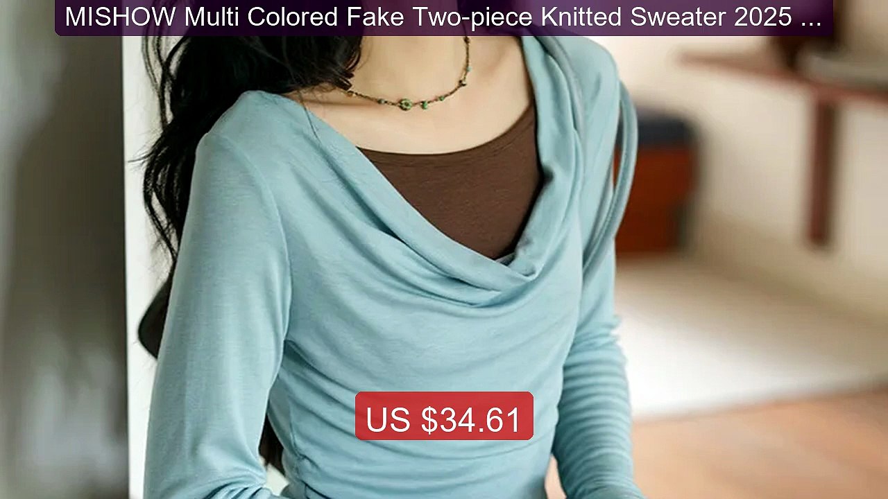 MISHOW Multi Colored Fake Two-piece Knitted Sweater 2025 Autum... -- Best Buy 2026 | Great Quality!