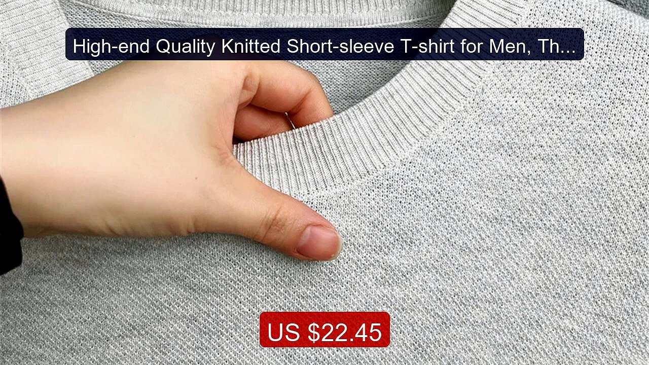 High-end Quality Knitted Short-sleeve T-shirt for Men, Thin Ro... -- Best Buy 2026 | Great Quality!