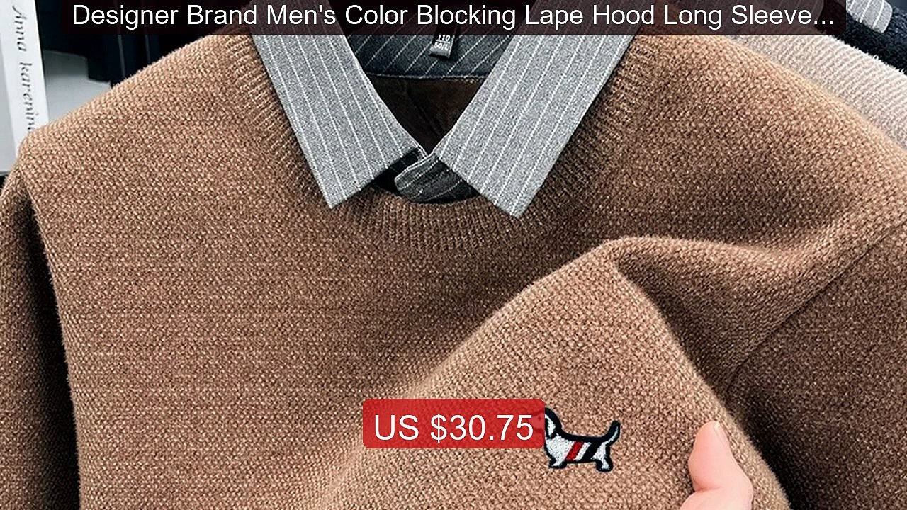 Designer Brand Men's Color Blocking Lape Hood Long Sleeve Knitwear... -- Best Deal 2026 | Shop Now!