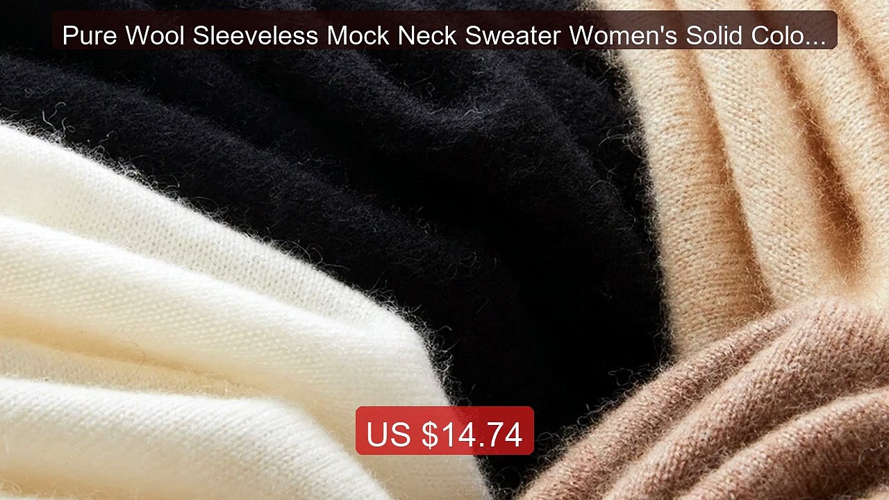 Pure Wool Sleeveless Mock Neck Sweater Women's Solid Color Knitting... -- Top Rated 2026 | Buy Now!