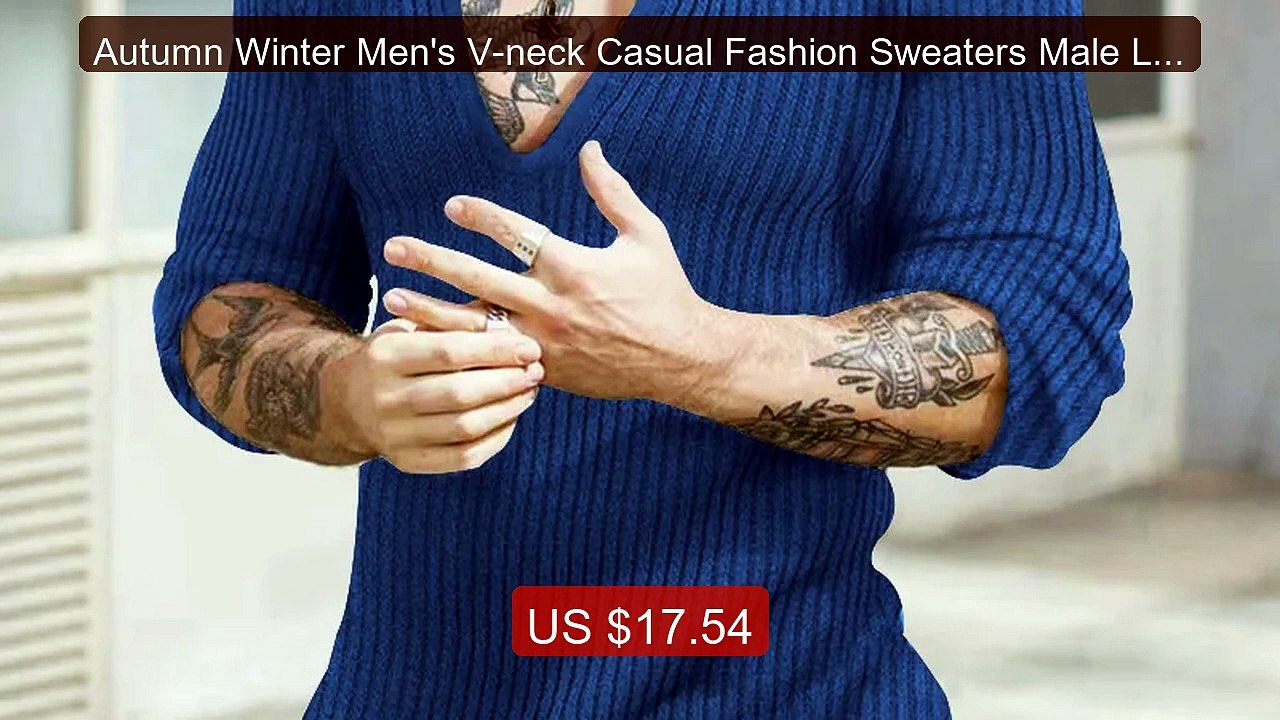 Autumn Winter Men's V-neck Casual Fashion Sweaters Male Long S... -- Best Buy 2026 | Great Quality!