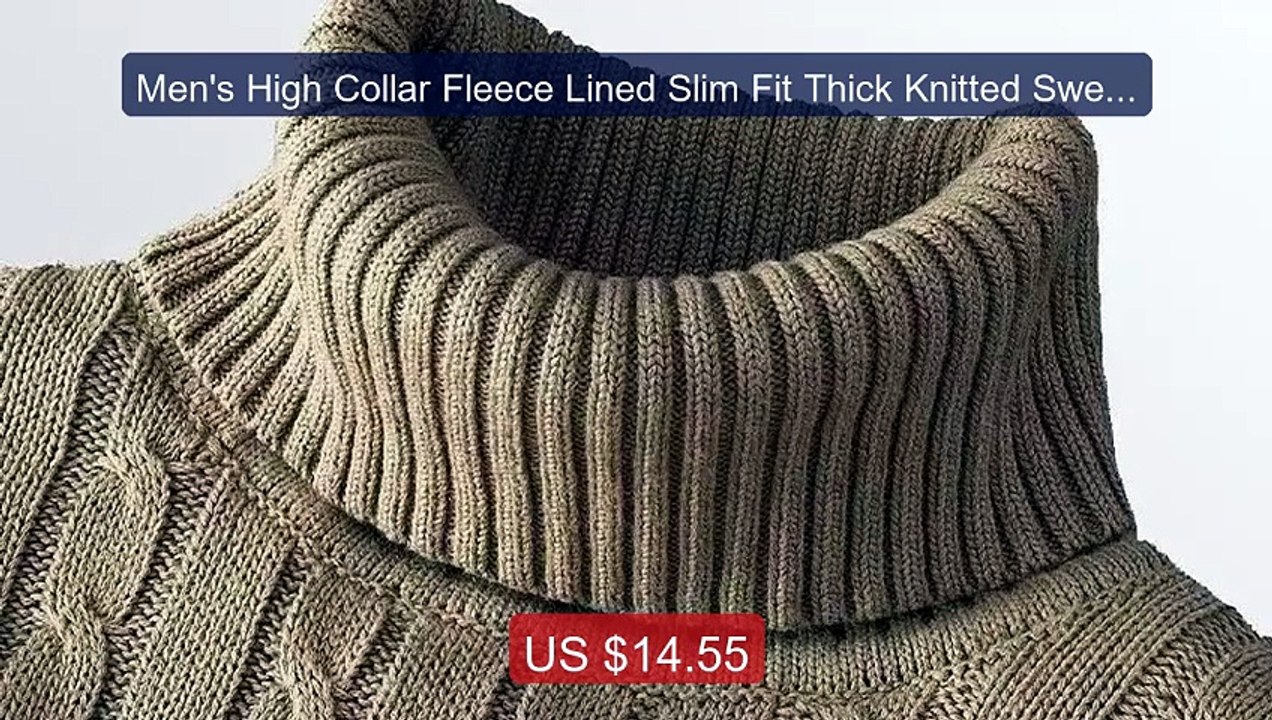 Men's High Collar Fleece Lined Slim Fit Thick Knitted Sweater ... -- Hot Deal 2026 | Limited Offer!