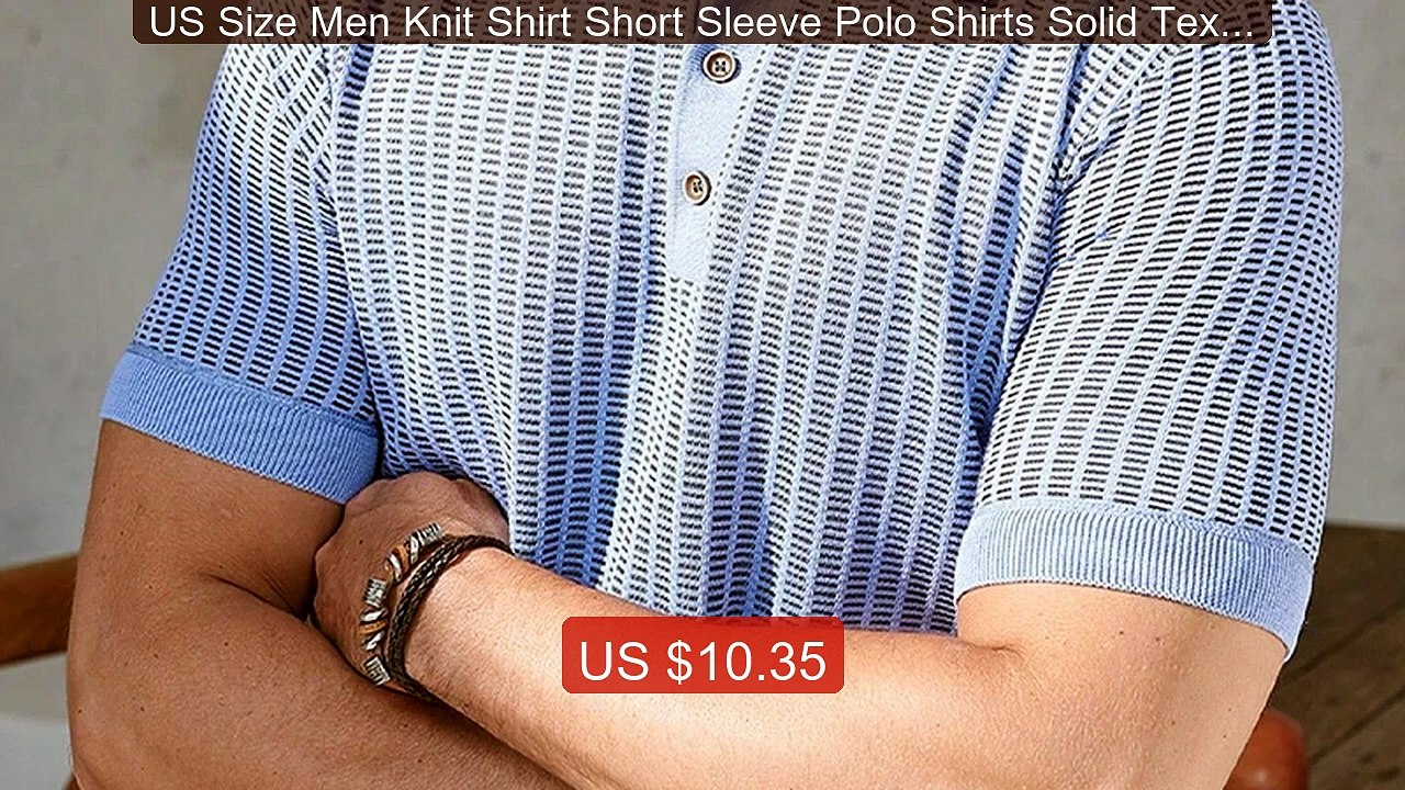 US Size Men Knit Shirt Short Sleeve Polo Shirts Solid Texture Knit... -- Best Deal 2026 | Shop Now!