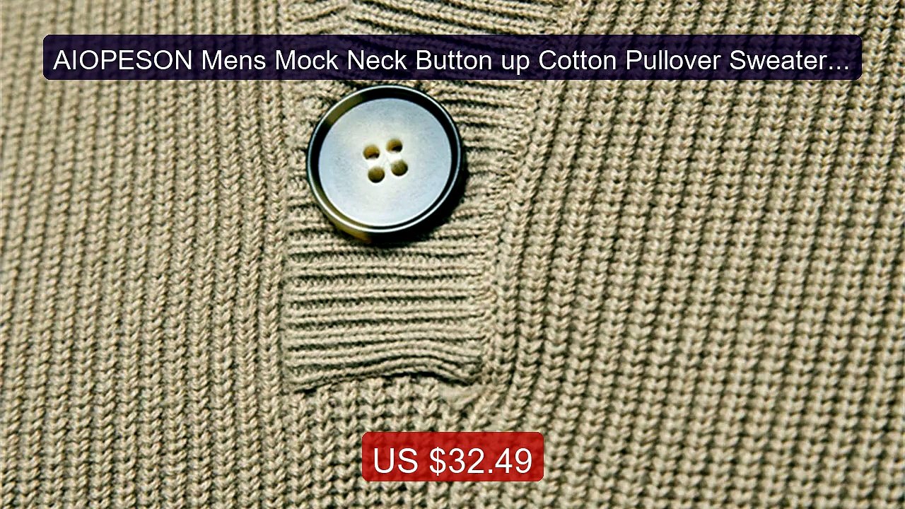 AIOPESON Mens Mock Neck Button up Cotton Pullover Sweaters ... -- Top Pick 2026 | Unbeatable Price!