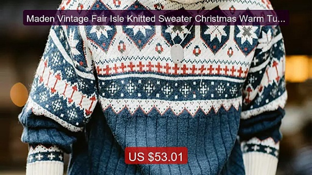 Maden Vintage Fair Isle Knitted Sweater Christmas Warm Turtleneck ... -- Best Deal 2026 | Shop Now!