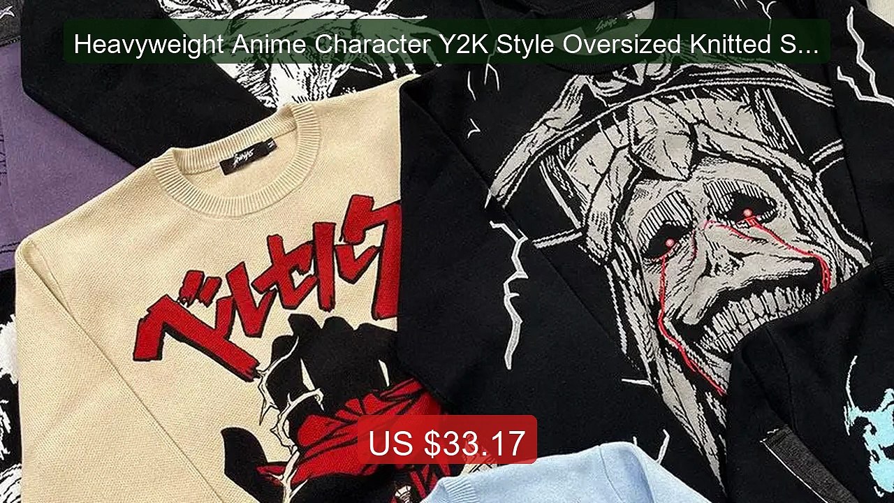 Heavyweight Anime Character Y2K Style Oversized Knitted Sweater Cou... -- Top Rated 2026 | Buy Now!
