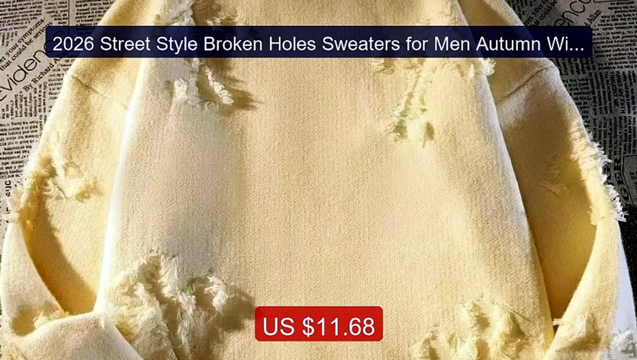 2026 Street Style Broken Holes Sweaters for Men Autumn Winter ... -- Best Buy 2026 | Great Quality!